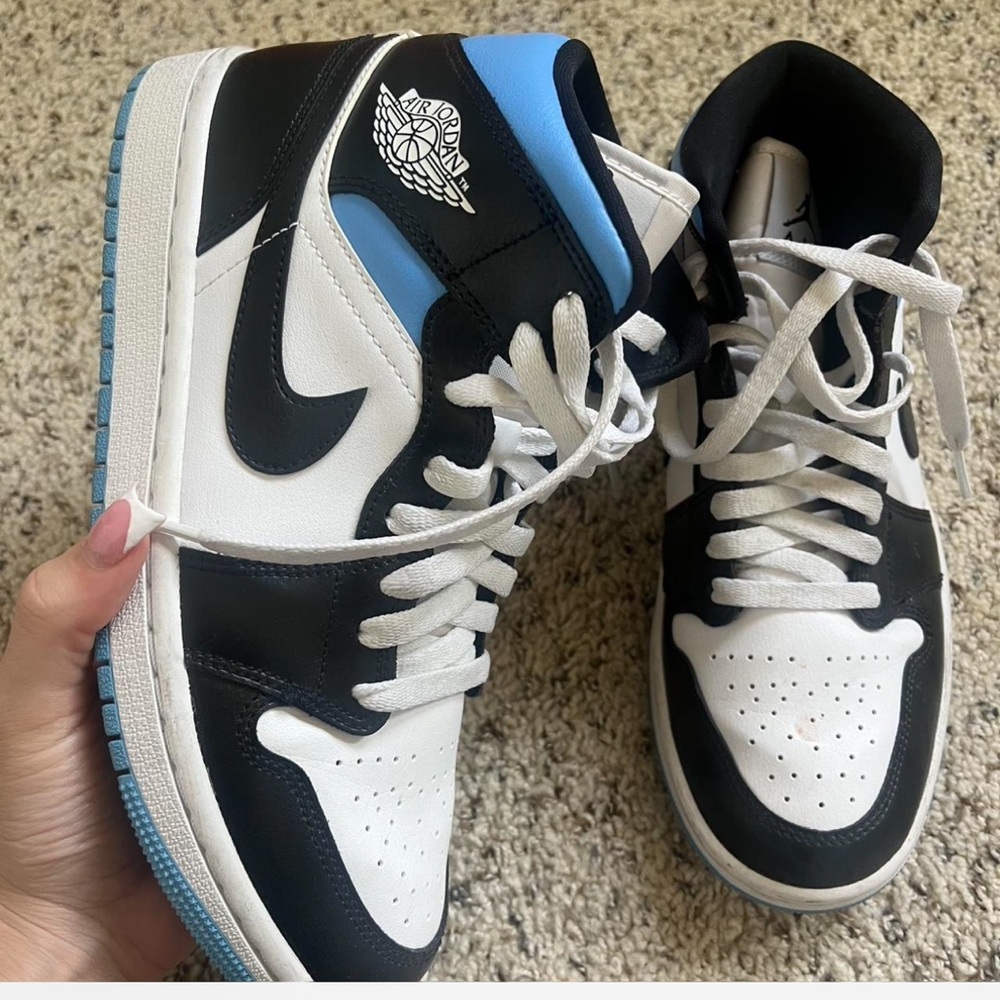 🩵Nike Air 1 Jordan 1 Retro High Black and Blue Sneakers